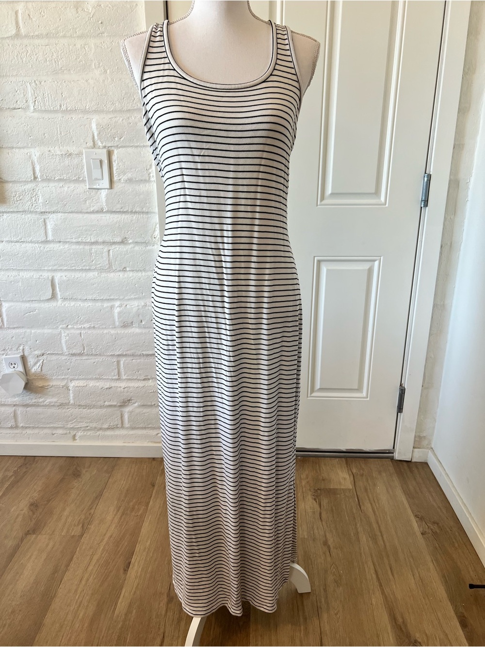Daily Ritual Black and White Striped Tank Maxi Dress Size Med.-262